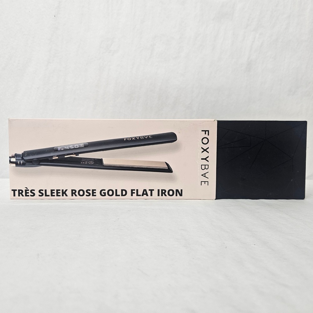FoxyBae Tres Sleek Flat Iron Rose Gold Black Titanium Hair Straightener